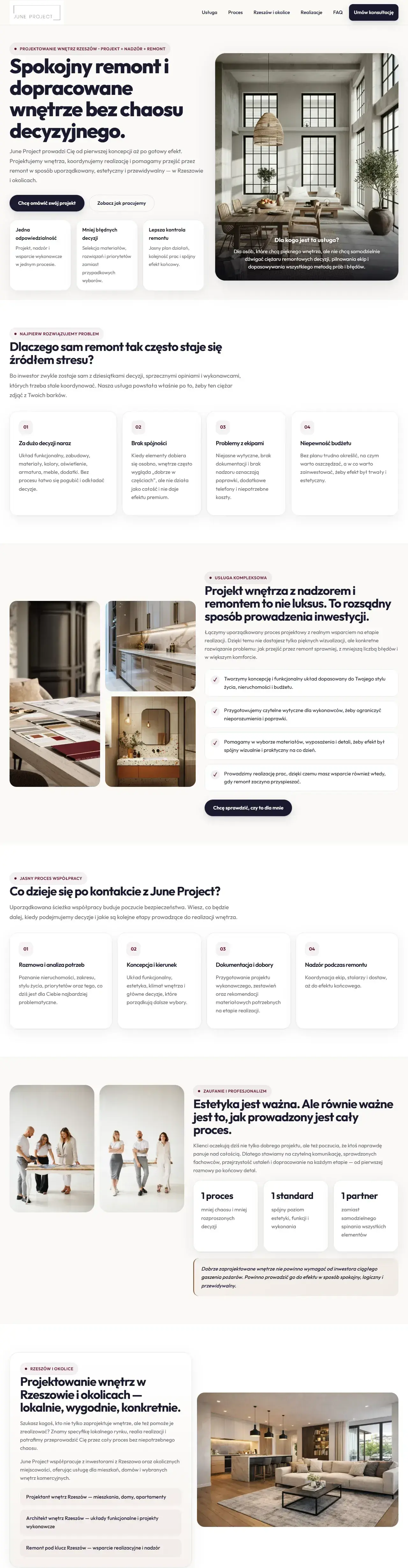 Podgląd strony June Project, studio architektury wnętrz z Rzeszowa